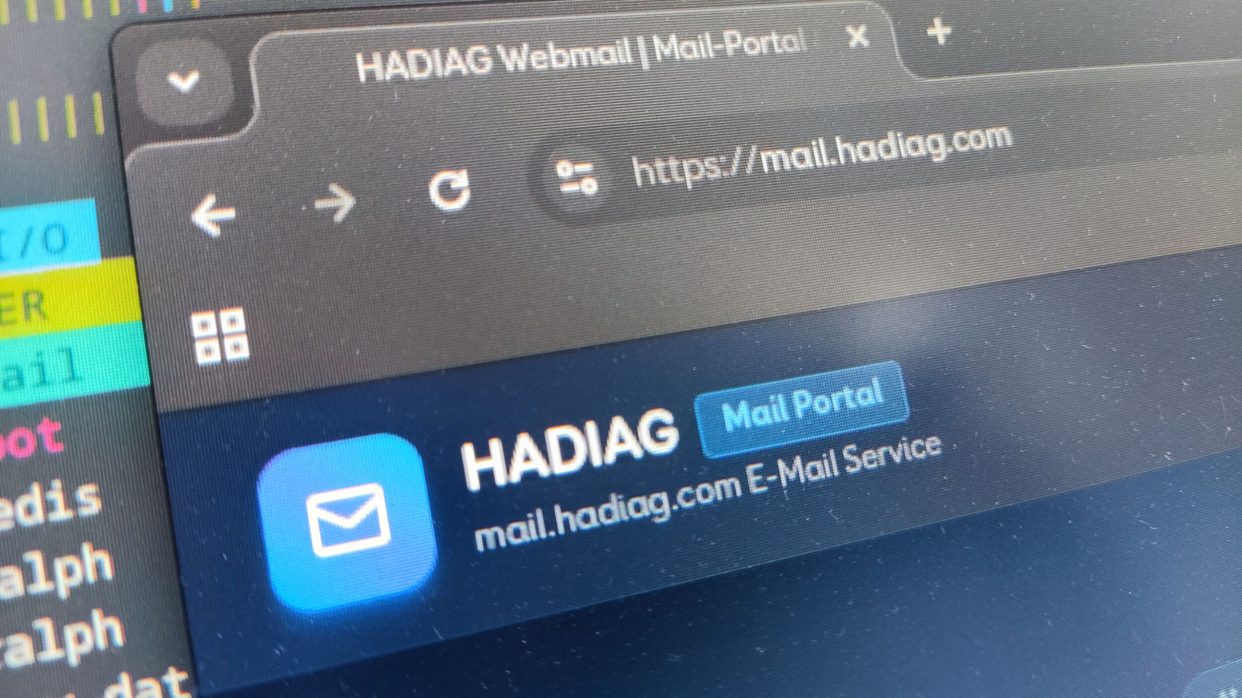 Screenshot der Mailserver Infoseite mail.hadiag.com